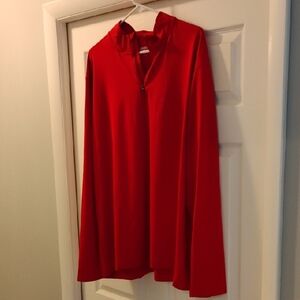 Lands' End Bold Red MENS Quarter-Zip Pullover XL